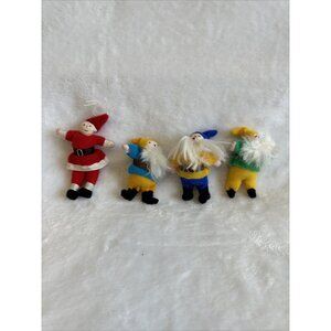 Vintage Lot Of 4 Winter Characters Santa & 3 Winter Woodsmen‎ Small Cloth